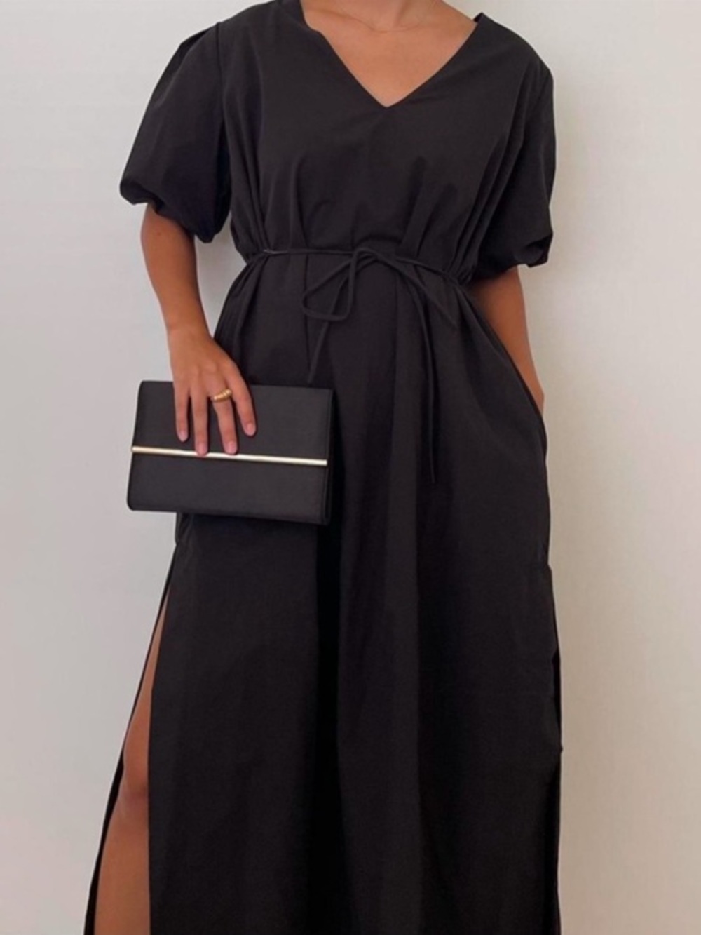 NWT DISSH Dress Skylar MIDI Cotton Belted in Black